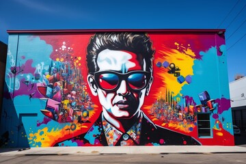Empowering Education Art: A vivid street art piece featuring an influential education quote highlighted by bold, dynamic visuals, sparking inspiration and emphasizing learning's empowering nature