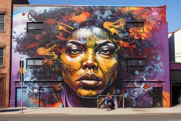 Empowering Education Art: A vivid street art piece featuring an influential education quote highlighted by bold, dynamic visuals, sparking inspiration and emphasizing learning's empowering nature