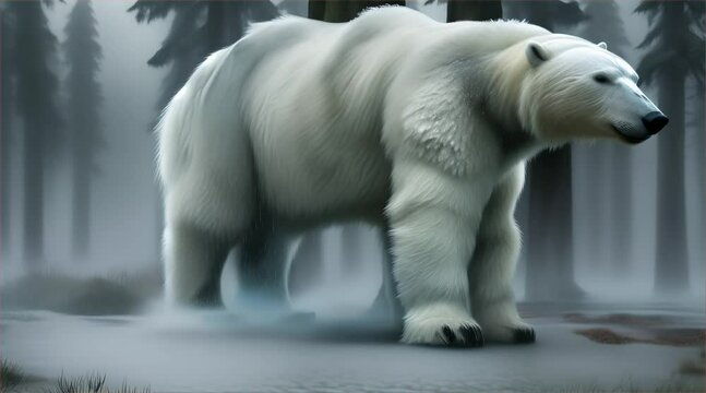 冬の森の白い熊｜polar bear in the winter forest Generative AI