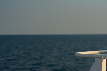 White handrails on the boat.
