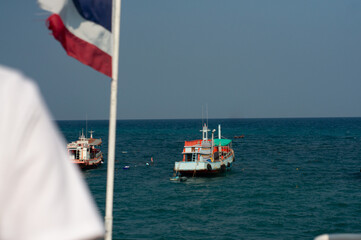Fishing boat in the middle of the sea.