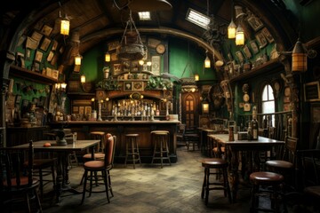 Fototapeta na wymiar Rustic Irish pub wood. Cozy whisky. Generate Ai