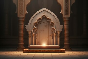 Islamic podium. Podium cannon mosque. Generate Ai