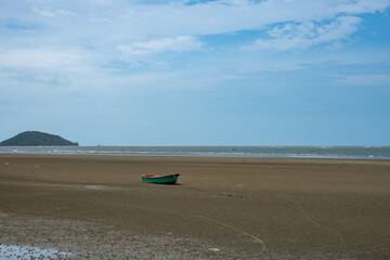The sea water is so low that you can see sand.
