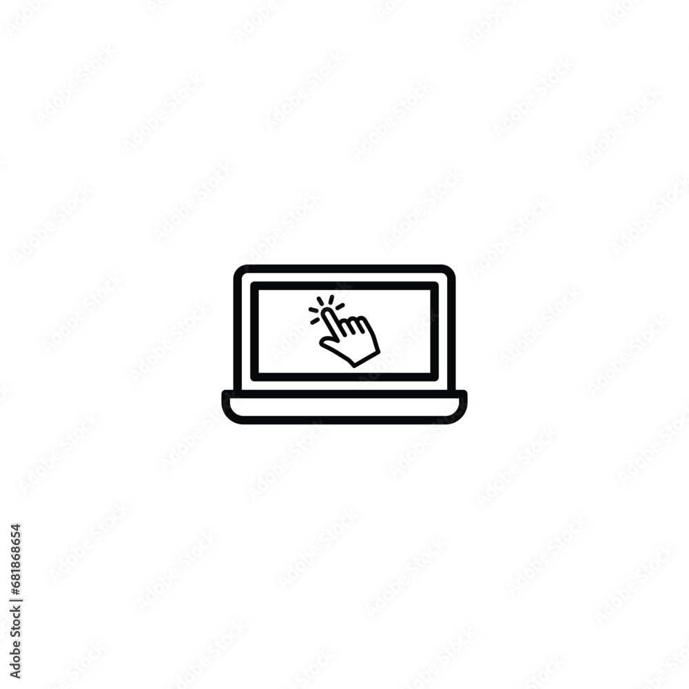 Poster laptop with cursor icon vector