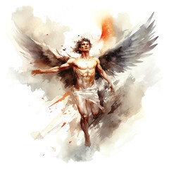 An artistic illustration of a man with wings