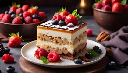 Realistic professional photography of The most delicious dessert in the world