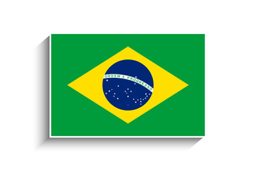 Flat Rectangle Brazil Flag Icon