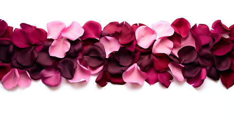 row of rose petals pink and red