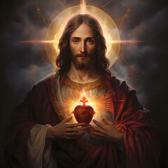 Sacred Heart of the Lord Jesus Christ - Sagrado Corazón de Jesus - obrazy, fototapety, plakaty