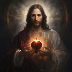 Sacred Heart of the Lord Jesus Christ - Sagrado Corazón de Jesus - obrazy, fototapety, plakaty