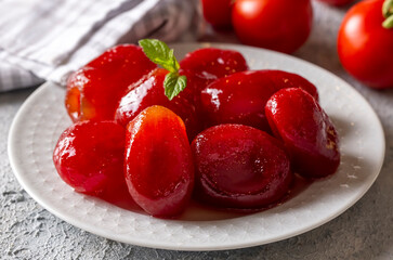 Traditional delicious Turkish dessert; homemade tomato jam