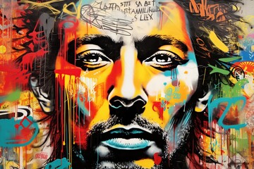 Inspirational Figure Graffiti: A captivating graffiti-style illustration portraying an influential...