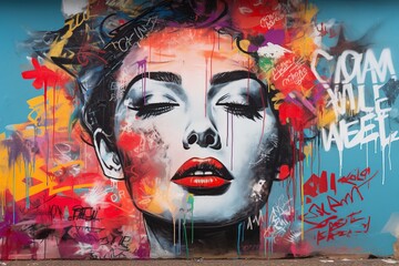 Inspirational Figure Graffiti: A captivating graffiti-style illustration portraying an influential...