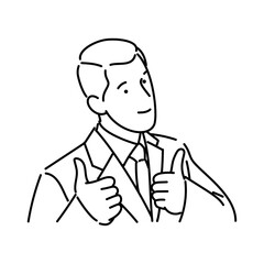 Line art businessman or professional worker man character icon vector illustration design