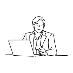 Line art businessman or professional worker man character icon vector illustration design