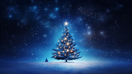Christmas blue tree beautiful snowflakes