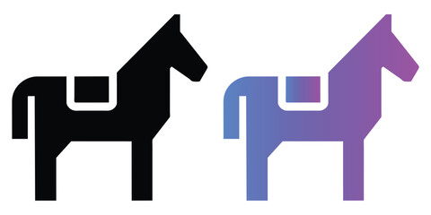 Horse icon, black and gradient, animal symbol, stallion pictogram, flat vector isolated on white background