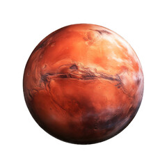 Fototapeta premium Mars planet red isolated on white PNG transparent background