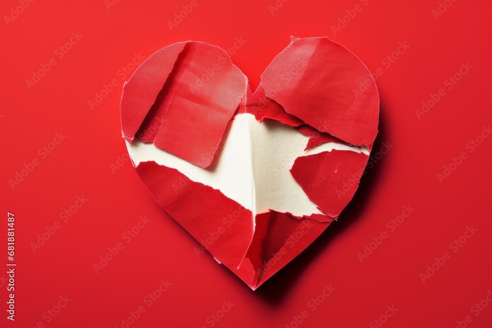 Poster torn heart. background with selective focus and copy space