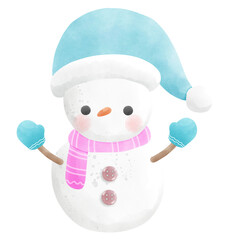 Snowman cartoon illustration Element png watercolor icon