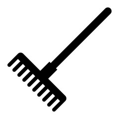 Rake black solid glyph icon