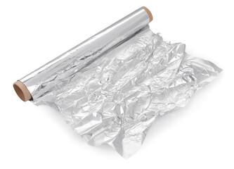 Roll of aluminum foil isolated on white