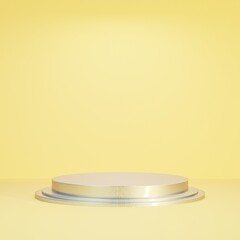 3d metal podium. Yellow product scene. Background product scene.
