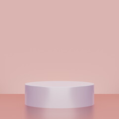 Circle box on the gold rose backgrund. 3D render background with soft lights.