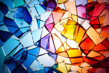 colorful broken glass background material, Generative AI