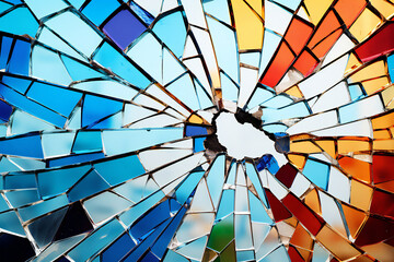 colorful broken glass background material, Generative AI