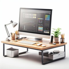 desk with computer