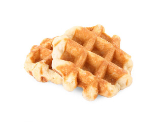 Two delicious Belgian waffles isolated on white