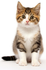 Obraz premium full body of Kitten Cat Munchkin sitting on white background