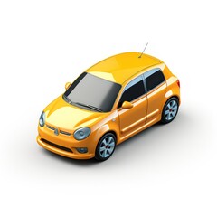3D icon of a yellow car isolated on white background