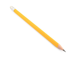 One sharp graphite pencil isolated on white