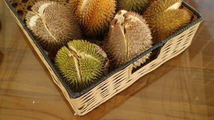 Pile of durian that have been harvested and are ready for sale