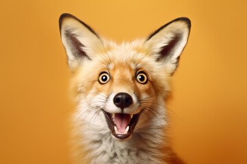 Fototapeta premium Studio portrait of shocked fox with surprised eyes, concept of Astounded animal
