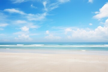 Fototapeta na wymiar Invigorating Ocean beach blue sky day. Relax horizon. Generate Ai