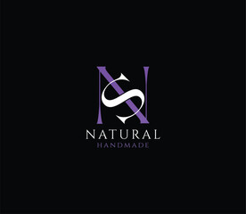premium NS logo monogram luxury initials design minimal modern typeface.