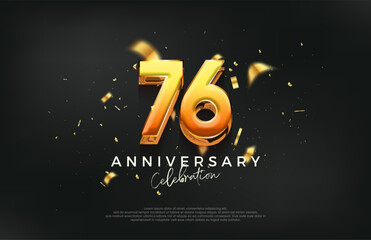 3d 76th anniversary celebration design. with a strong and bold design. Premium vector background for greeting and celebration.