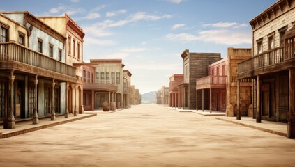 Deserted Western Town at High Noon