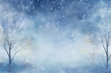 Fototapeta na wymiar Snowy winter forest background