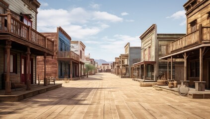 Fototapeta premium Timeless Western Town under the Clear Blue Sky 