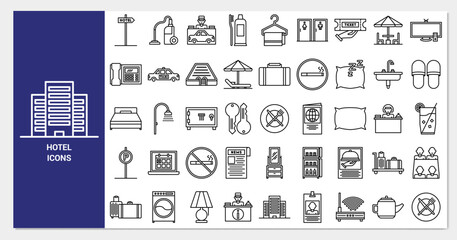 hotel icon set. line icon collection. Containing icons. 