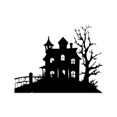 Fototapeta na wymiar A Scary Haunted House Silhouette Vector isolated on a white background