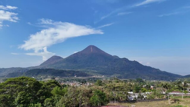 view of Mount Penanggungan. a conical volcano in a resting state located in East Java, Indonesia.