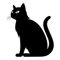 A silhouette of a black cat, Scary Cat Vector isolated on a white background