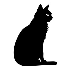 A silhouette of a black cat, Scary Cat Vector isolated on a white background