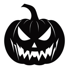 A Scary Pumpkin Vector silhouette isolated on a white background